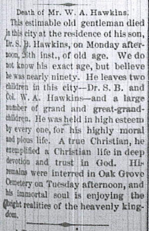 Willis Alston Hawkins Obituary